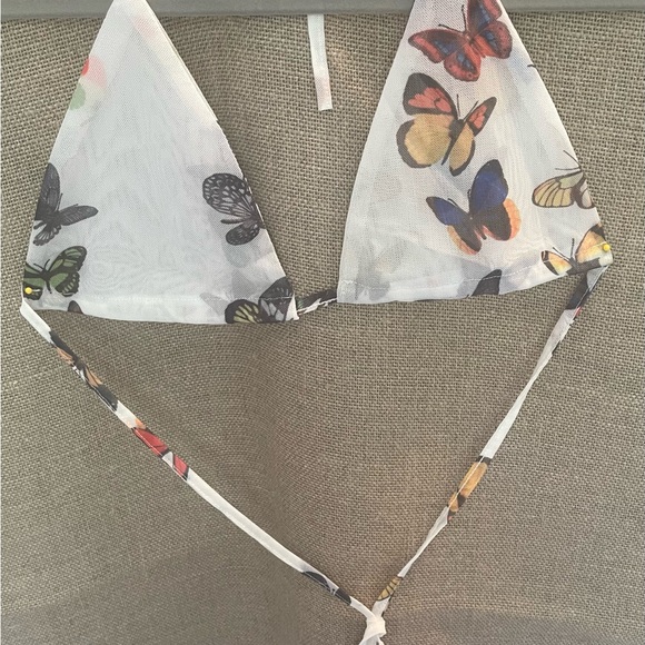 Butterfly Print White Sheer Coverup - Picture 2 of 5